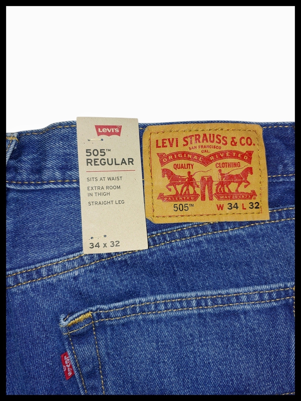 Levi's 505 Straight Leg Jeans 34x32 - Picture 3 of 6